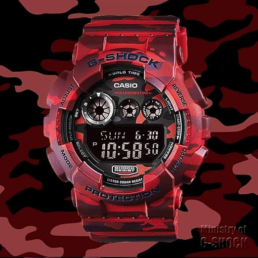 g shock red camouflage watch