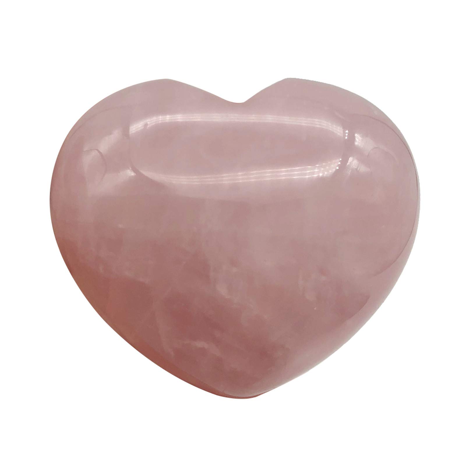 Fekuar Natural Rose Quartz Puffy Heart Pocket Palm Stone, Healing Crystal Romantic Love Energy Worry Stones Chakra Balancing Reiki Meditation 1.7 Inches (45mm)