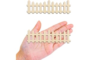 ZHUPER 12pcs Wooden Fairy Garden Fence Miniature Wood Fairy House Fence DIY Wood Picket Fence Mini Ornament for Dollhouse