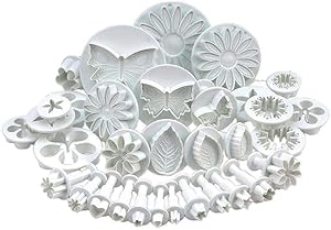 NUOMI Cookie Mold Presses Mooncake Mold Fondant Stamps with Cookie Cutters Set of 33 Small Pastry Molds