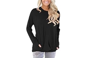 onlypuff Long Sleeve Tunic Tops Casual Sweaters Round Neck