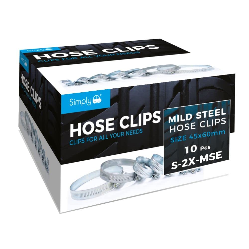 Simply S-2X-MSE 10 Pack 45-60mm Mild Steel Hose Clip Jubilee Clip - Strong, Durable, Easy to Use