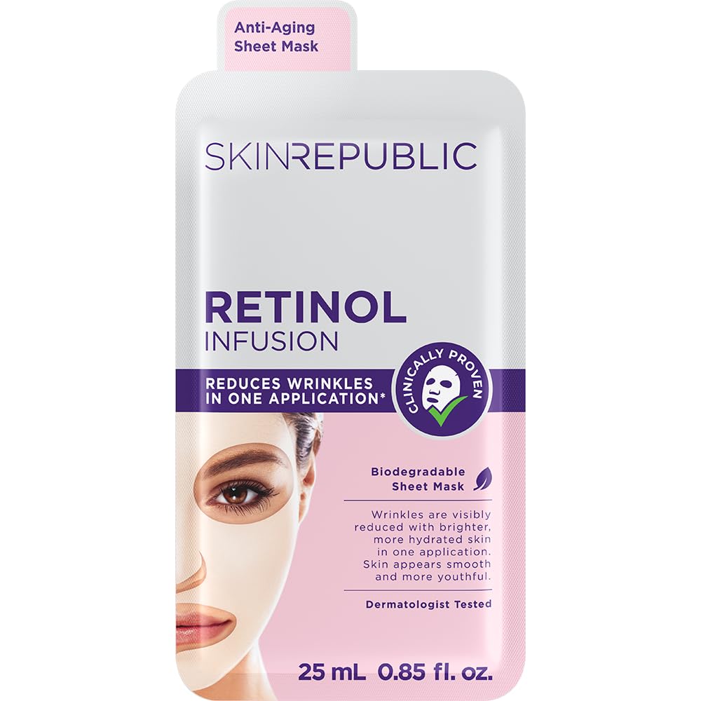 Skin Republic Retinol Infusion Anti-Aging Face Mask | Smooths Skin, Brightens Dark Spots | Reduces Appearance of Fine Lines | Made in Korea (Pack of 1) — image 1
