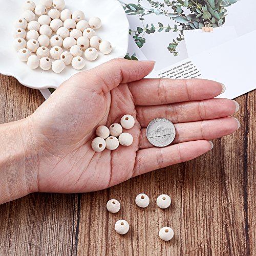 Kissitty 200-Piece 8mm Natural Unfinished Round Wood Beads Original Color Ball Spacer Loose Beads for DIY Jewelry Making (Lead Free)