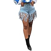 LaiyiVic Women's Denim Shorts High Waisted Frayed Raw Hem Ripped Short Jeans