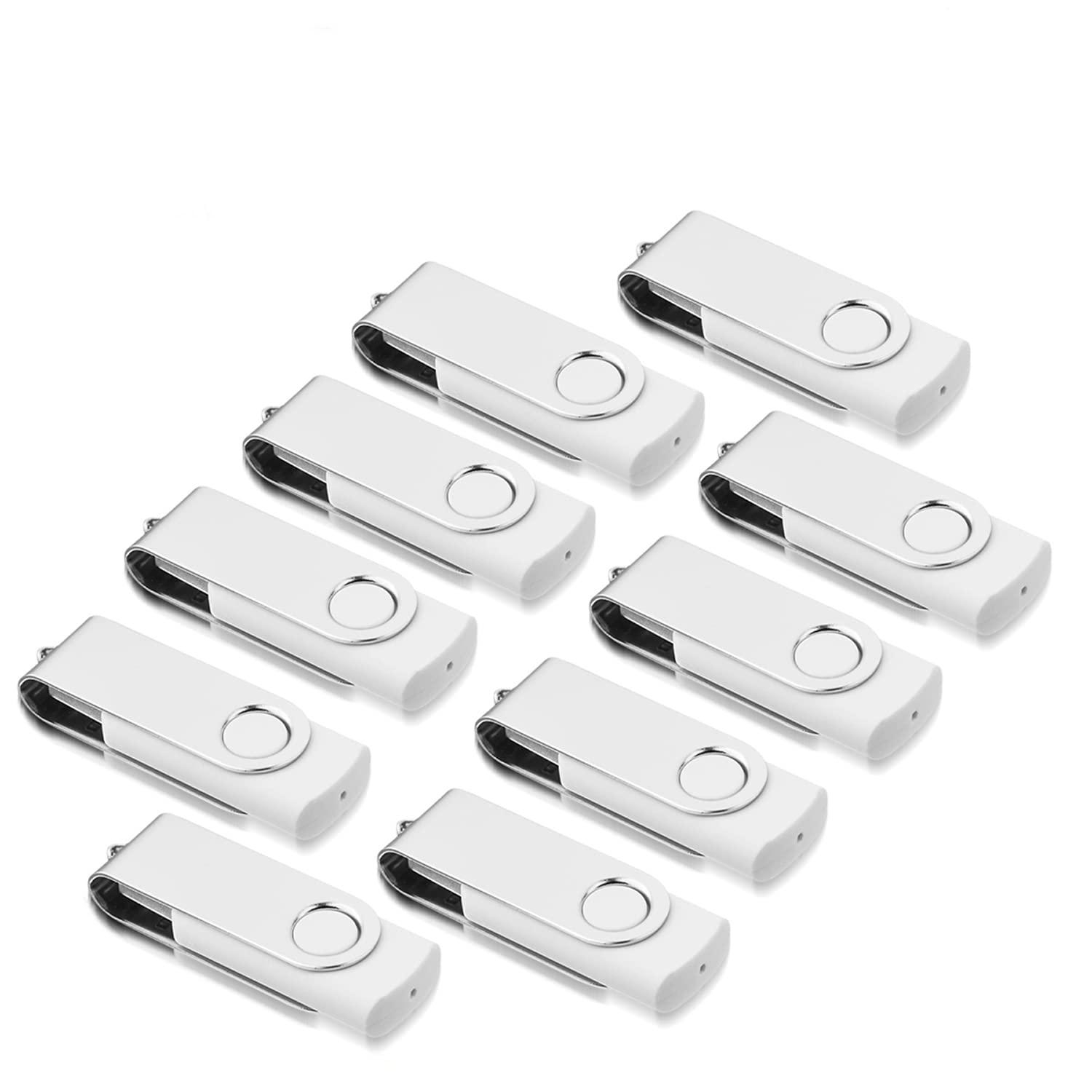 USB Sticks 4 GB Pack of 10 AreTop Memory Stick Rotate Metal High Speed USB 2.0 Flash Drive Pack (White)