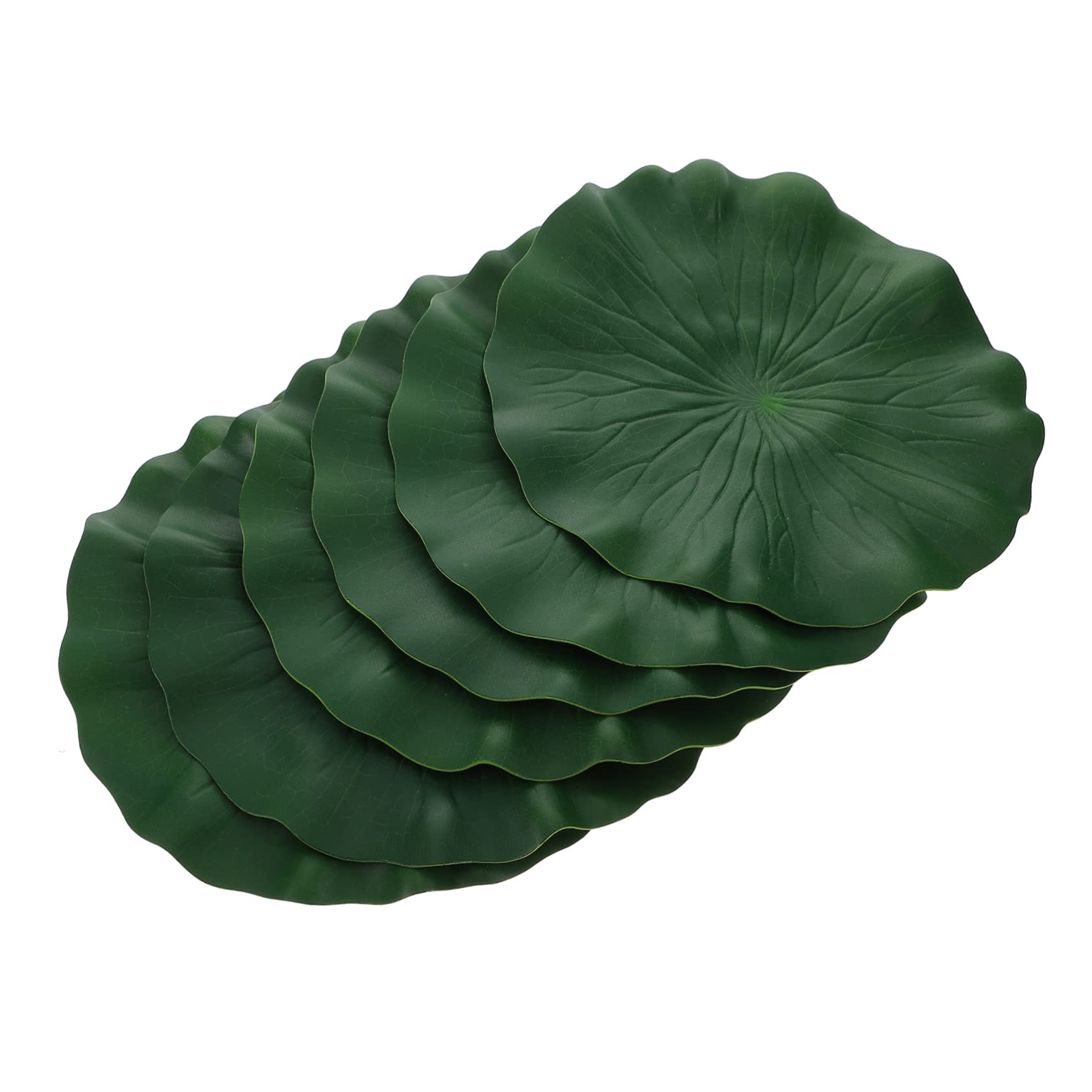 Didiseaon 6 Pcs Pu Material Artificial Lotus Leaves Realistic Floating Foliage for Fish Tank Pond Green 28cm Size