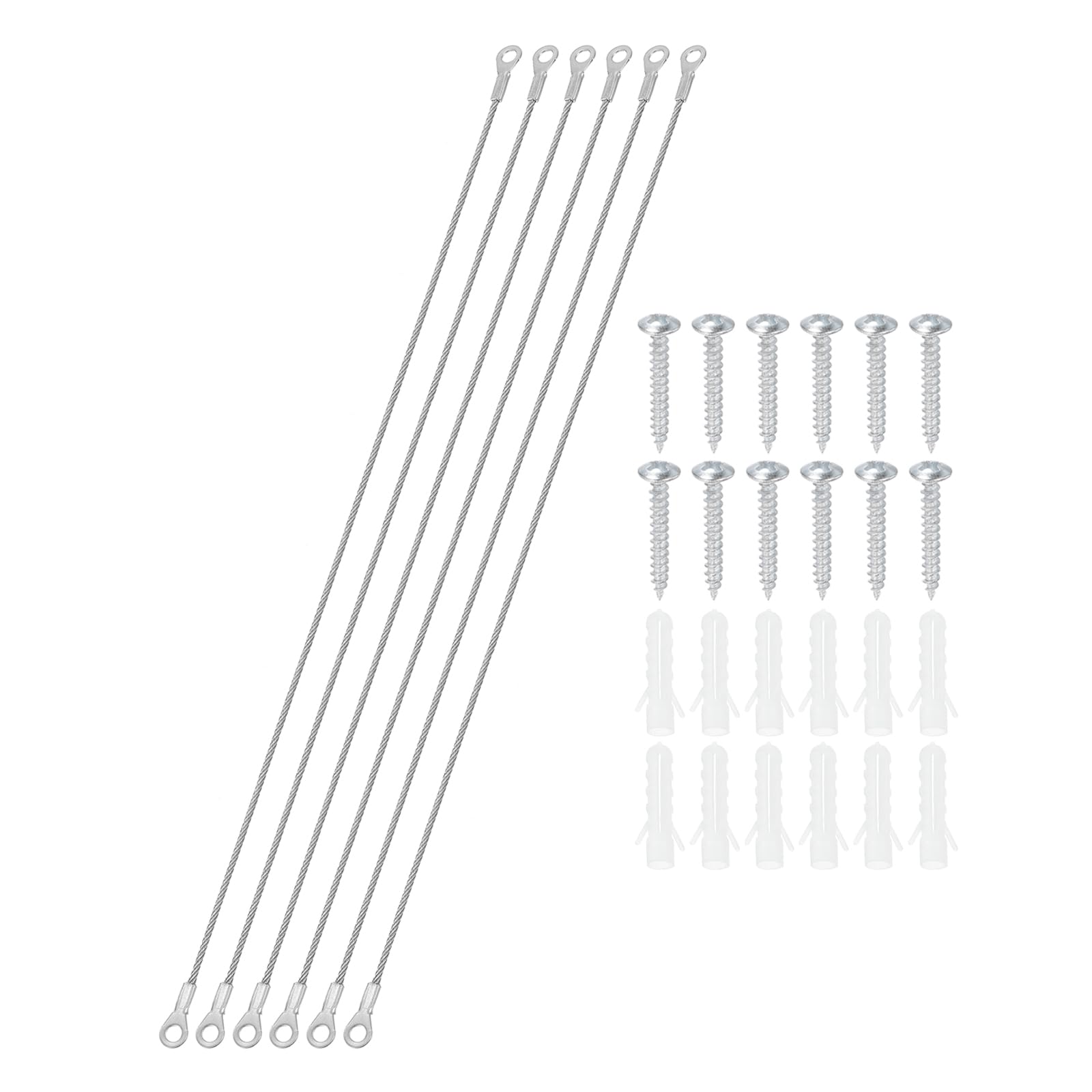 PATIKIL Cabinet Door Restraint Kit 2mm x 50cm, 6 Pack Stainless Steel Flexible Braided Cable Door Hinge Limiter for Limiting Chest Cupboard Door Opening Angle Swing