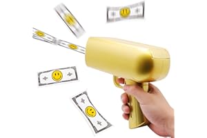 Gold Money Gun Shooter 200PCS Props Toys, Make It Rain CashThrower, Handheld Spary Paper Money Cash Gun for Game Video Party