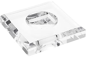 Plymor Clear Acrylic Square Display Base with Indented Circle to Hold Egg, Marble, Ball or Sphere, 3.5" W x 3.5" D x 0.75" H (1.875" Circle)