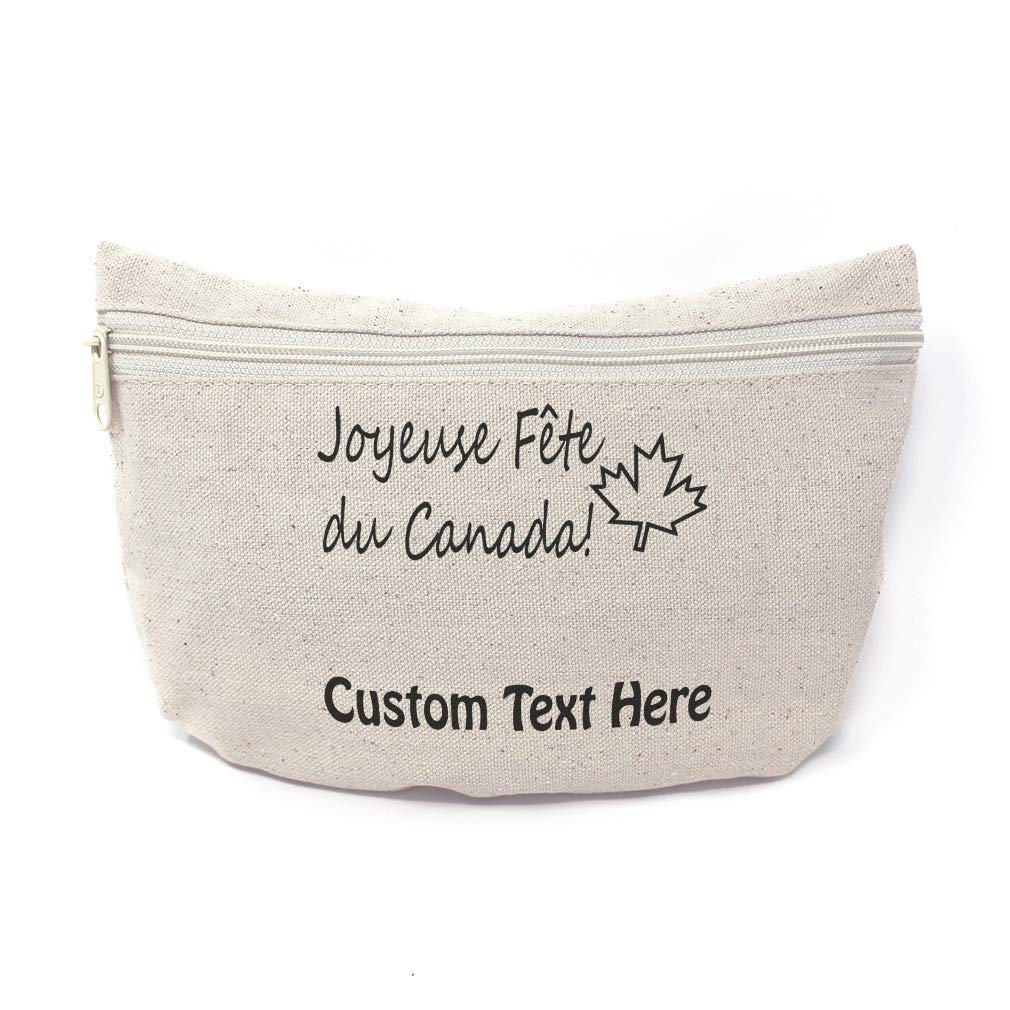 Custom Canvas Makeup Bag Joyous Fete Du Canada, Countries I Love School Supplies Pencil Canvas Tote Pouch 9x6 Inches Natural Personalized Text Here