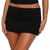 Hedovan Foldover Micro Skirt for Women Y2k Tight Mini Skirt Cute Low Rise Bodycon Going Out Skirts