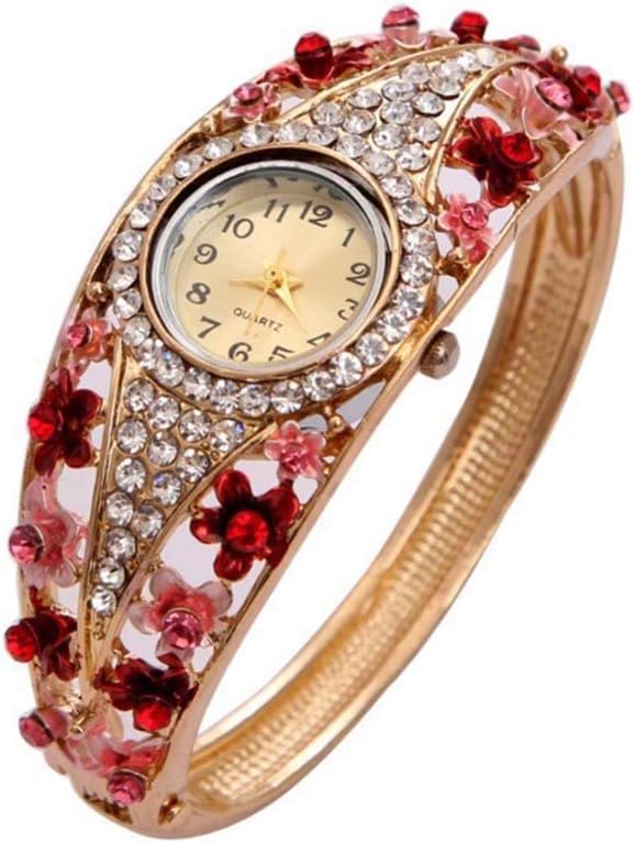 Shining Diva Fashion Luxury 18k Gold Plated Crystal Cuff Bangle Watch Bracelet For Girls and Women