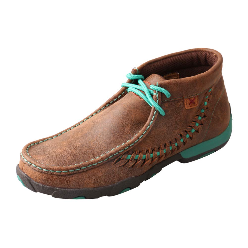Twisted X Women's Chukka Driving Moc, Moc Toe, Bomber & Turquoise Side Sitching, 7 M Image
