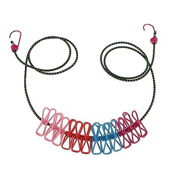 Romote Reisen Camping Elastische Wäscheleine mit 12st Pegs Bunte