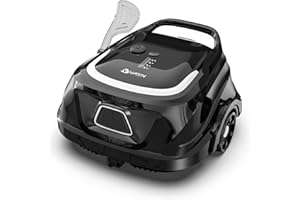 WINNY POOL CLEANER Robotic Pool Vacuum for Above Ground Pools, Dual Filters, Self-Parking, 120-Min Runtime & 2.5h Fast Charging, Powerful Suction, Ideal for Flat Pools up to 1076 sq.ft (Black White)