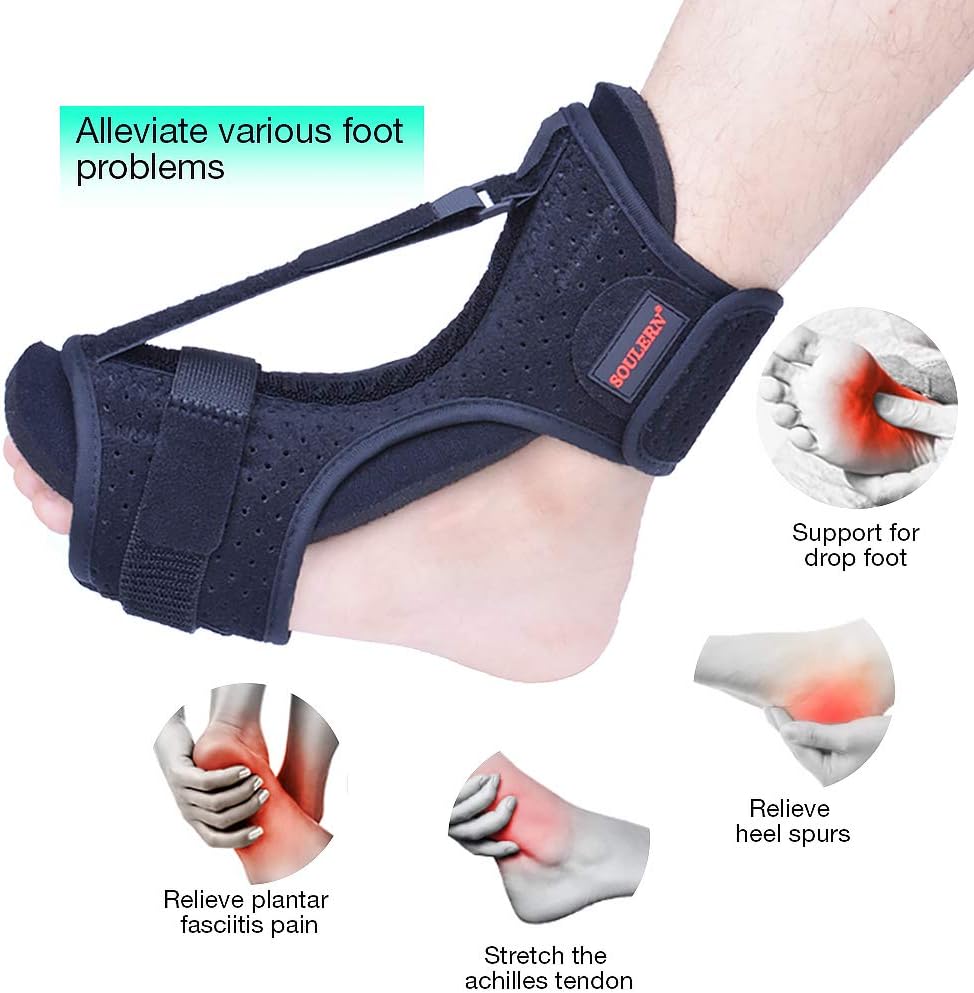 Plantar Fasciitis Night Splint Drop Foot Orthotic Brace,Improved Dorsal Night Splint for Effective Relief from Plantar Fasciitis, Achilles Tendonitis, Heel and Ankle Pain with Hard Spiky Massage Ball: Health & Personal Care