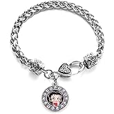 Inspired Silver - Silver Circle Charm Bracelet with Cubic Zirconia Jewelry