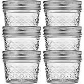 Ball Wide Mouth Quilted Crystal Jelly Jars with Lids and Bands, Used for Canning, Pickling, Juice, Jam, Jelly, Quarter Pint S