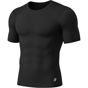 Roadbox Men's Compression Shirt, Short Sleeve Athletic T Shirts, Quick Dry Slim Base Layer Undershirt for Gym Sports Workout