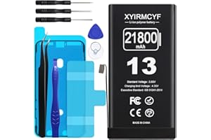 XYIRMCYF 21800mAh Super Capacity Battery Compatible with iPhone 13, 0 Cycle Li-Polymer Replacement Battery for iPhone 13, with Professional Repair Tool Kit