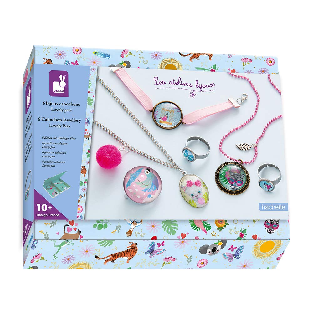 Janod - From 10 years old - Lovely Pets Cabochon Jewelery Creative Kit - Les Ateliers Bijoux - Creative Leisure - Dexterity and Concentration - J07908