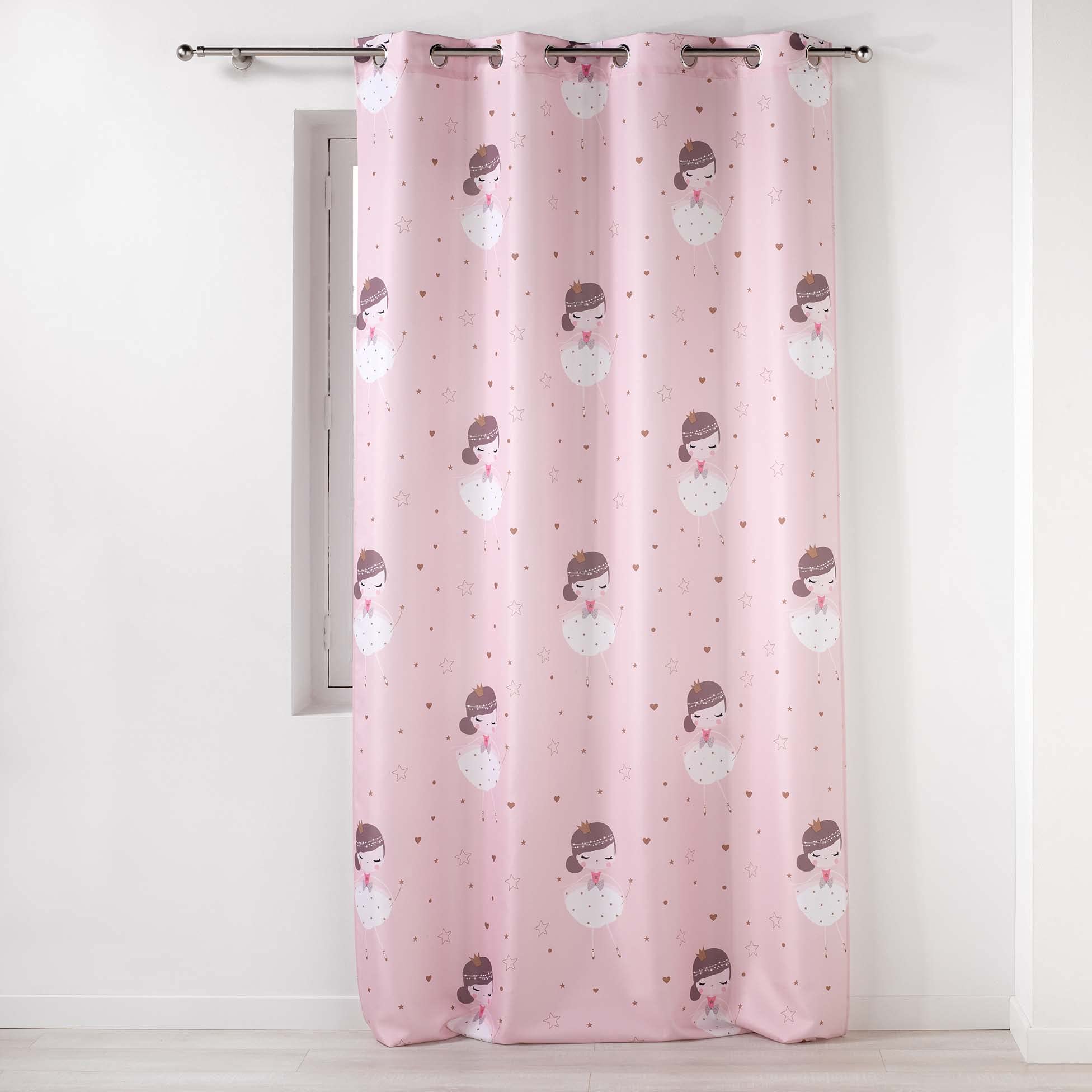 Douceur d'Interieur 140 x 260 cm Eyelet Curtain, Pink