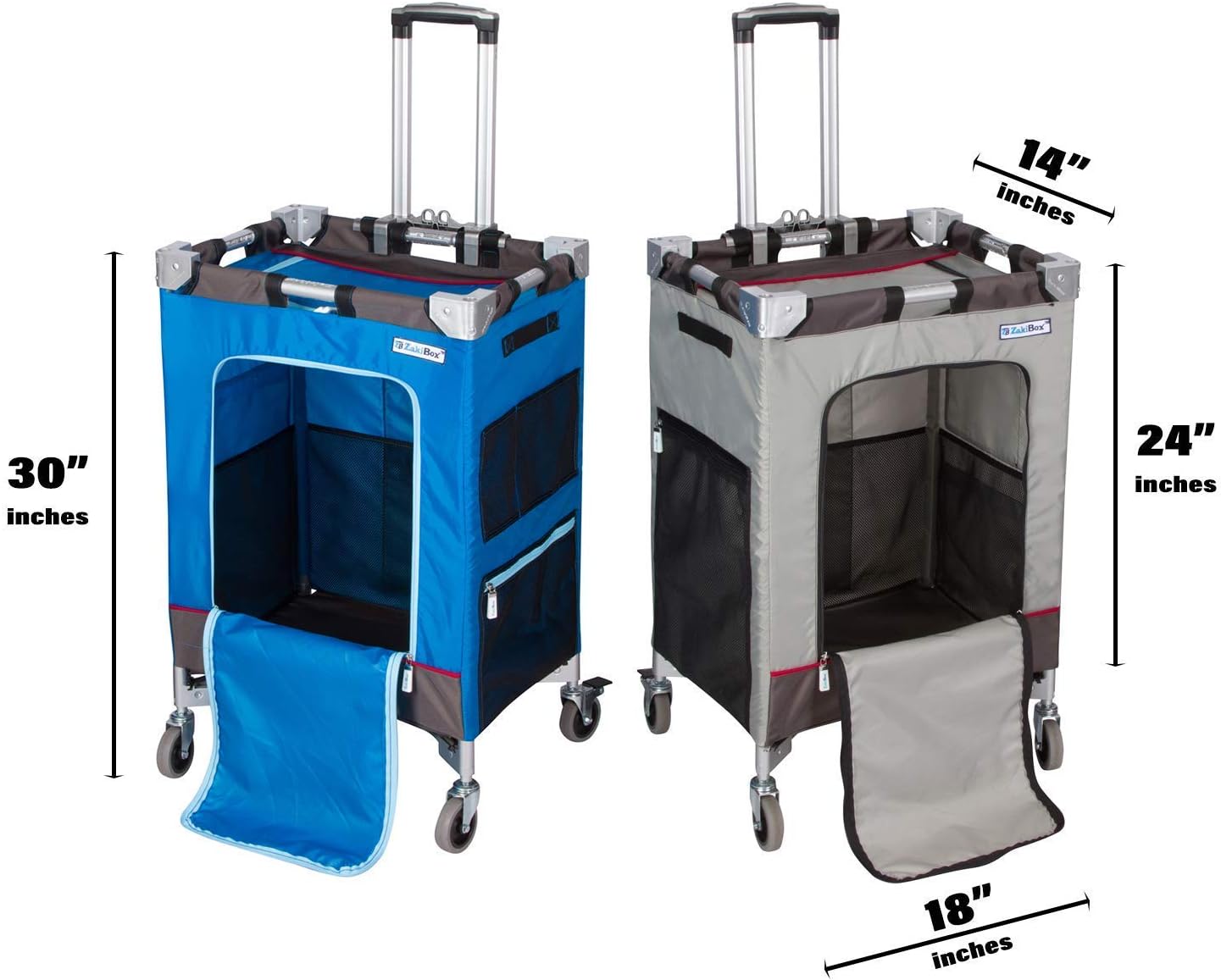 ZakiBox Universal 4-Wheel Collapsible Rolling Utility Hand Cart with Compartments | Lightweight & Waterproof | for Teachers, Salespeople, Groceries, Arts & Crafts, More (Grey, On-The-Go-Pro) : Office Products