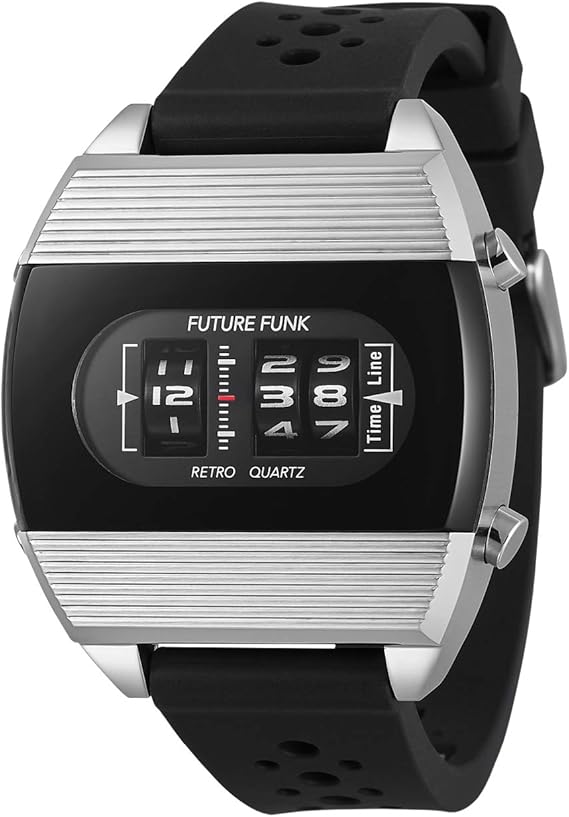 Amazon Future Funk 腕時計 メンズ アナログデジタルウォッチ スペースエイジデザイン ラバーバンド 防水 メーカー保証書付属 Ff104 Sv Rb 腕時計 腕時計 通販