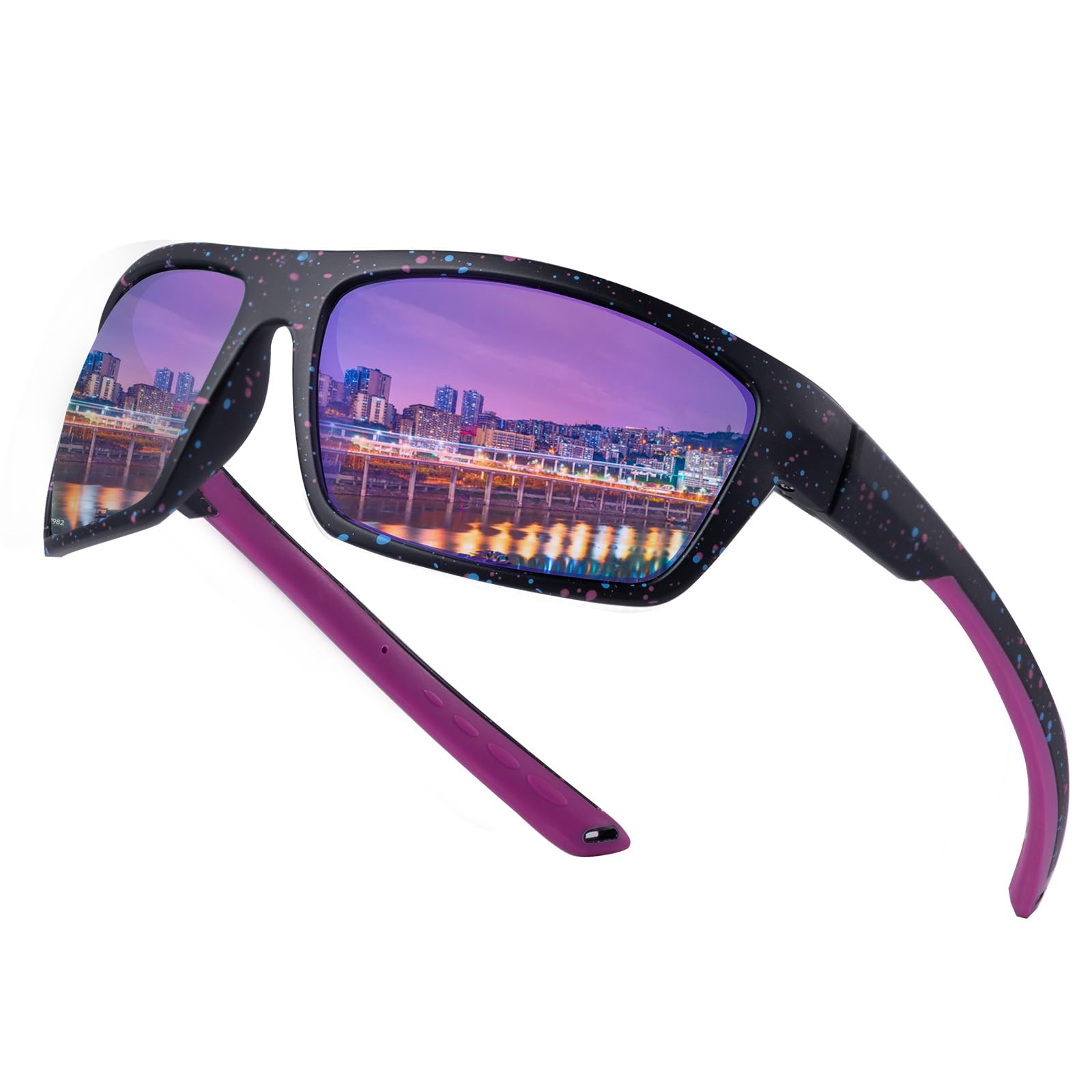 SKYWAY Polarized Sport Sunglasses for Women Men Wrap Around Baseball Softball Cycling Runing Glasses UV400 Protection,Purple Sun Glasses