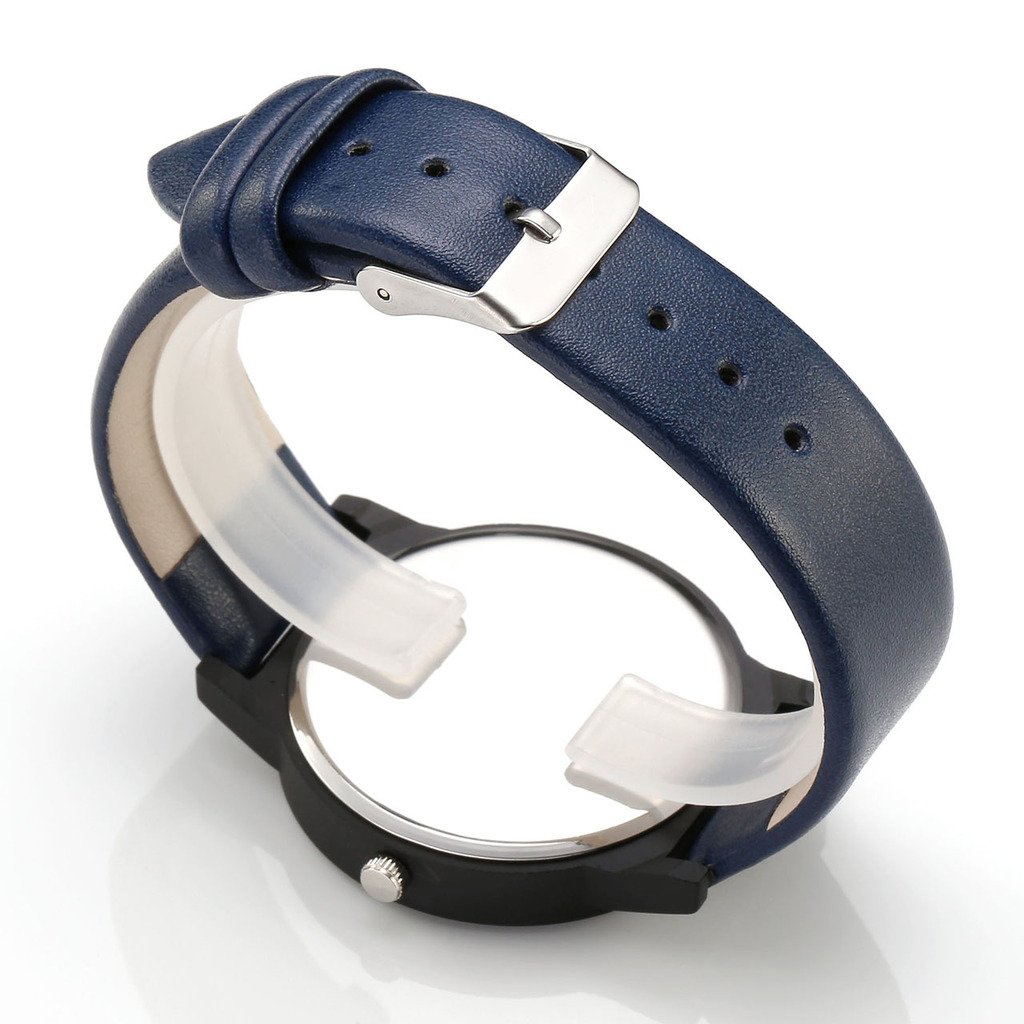 JSDDE Montre Femme Montre Fleur Style Basel Montre Noir Bracelet PU Cuir