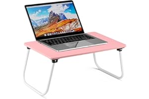 Ruxury Folding Lap Desk Laptop Stand Bed Desk Table Tray, Breakfast Serving Tray, Portable & Lightweight Mini Table, Lap Tablet Desk for Sofa Couch Floor - Pink