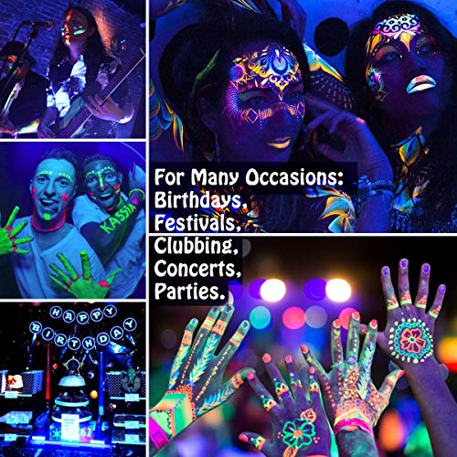 UV Face Paint- 8pcs x 28g UV Face and Body Paint Set, Luminous Body Painting, UV Glow Fluorescent Colors Body Paint Set Neon Liquid Face Paint, Perfect for Carnival, Party, Halloween - Thumbnail 5