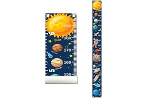Nustila Outer Space Growth Chart for Kids Planets Baby Height Chart Canvas Height Measuring Rulers for Boys Girls Removable Growth Height Chart for Nursery Toddlers Child's Room Decor 79" x 7.9"