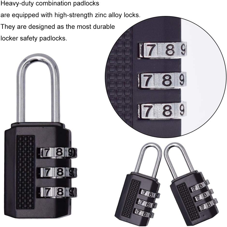 4 Pack Combination Padlock, 3 Digit Number Coded Security Padlock ...