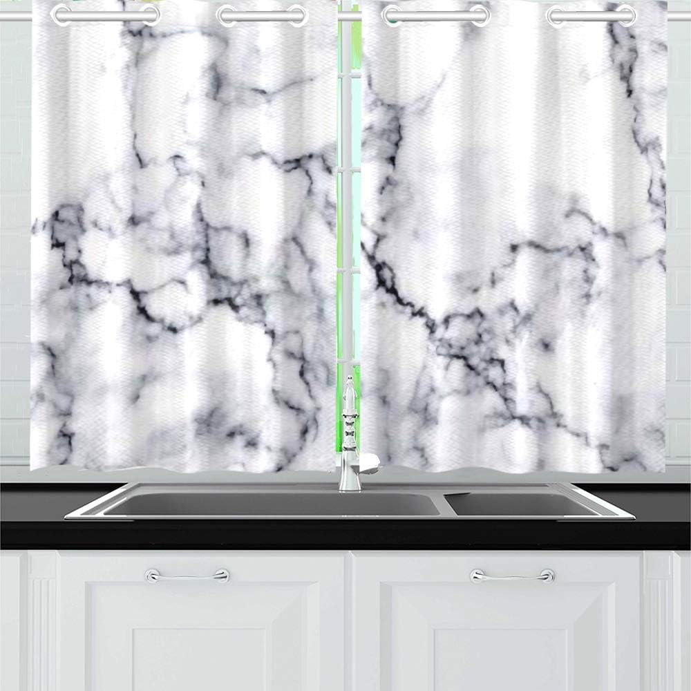 Cortinas de Cocina Patrón de Textura de mármol Natural Blanco Brillante