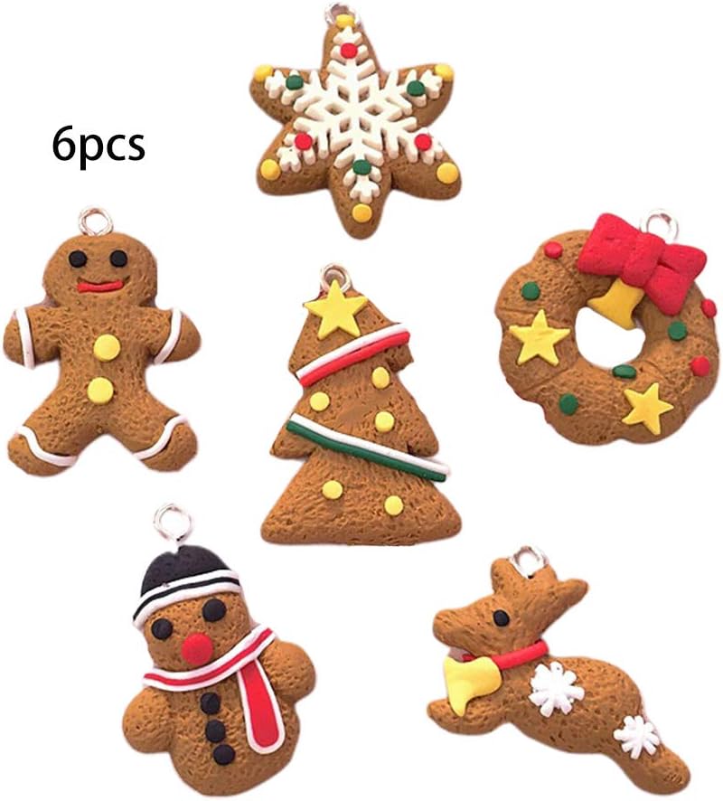 guanjunLI 1Set Xmas Tree Decor Soft Pottery Mini Gingerbread Man Deer Snowman Christmas Pendant