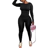 chicyes Women's 2 Piece Matching Lounge Sets Workout Long Sleeve Tops Legging Pants Casual Fall Two Piece Outfits