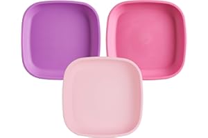 Re-Play Toddler Plates - 22 Oz. Deep-Walled Flat Kids Plates - Dishwasher & Microwave Safe - Made in USA - Set of 3-7.37" x 7.37" x 1.25" - A Princess