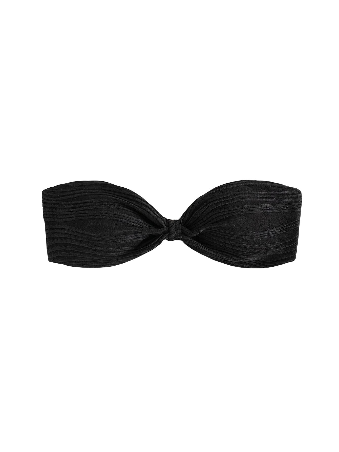 Photo 1 of WDIRARA Women's Knot Strapless Backless Swimwear Sleeveless Tube Bikini Top Black XS