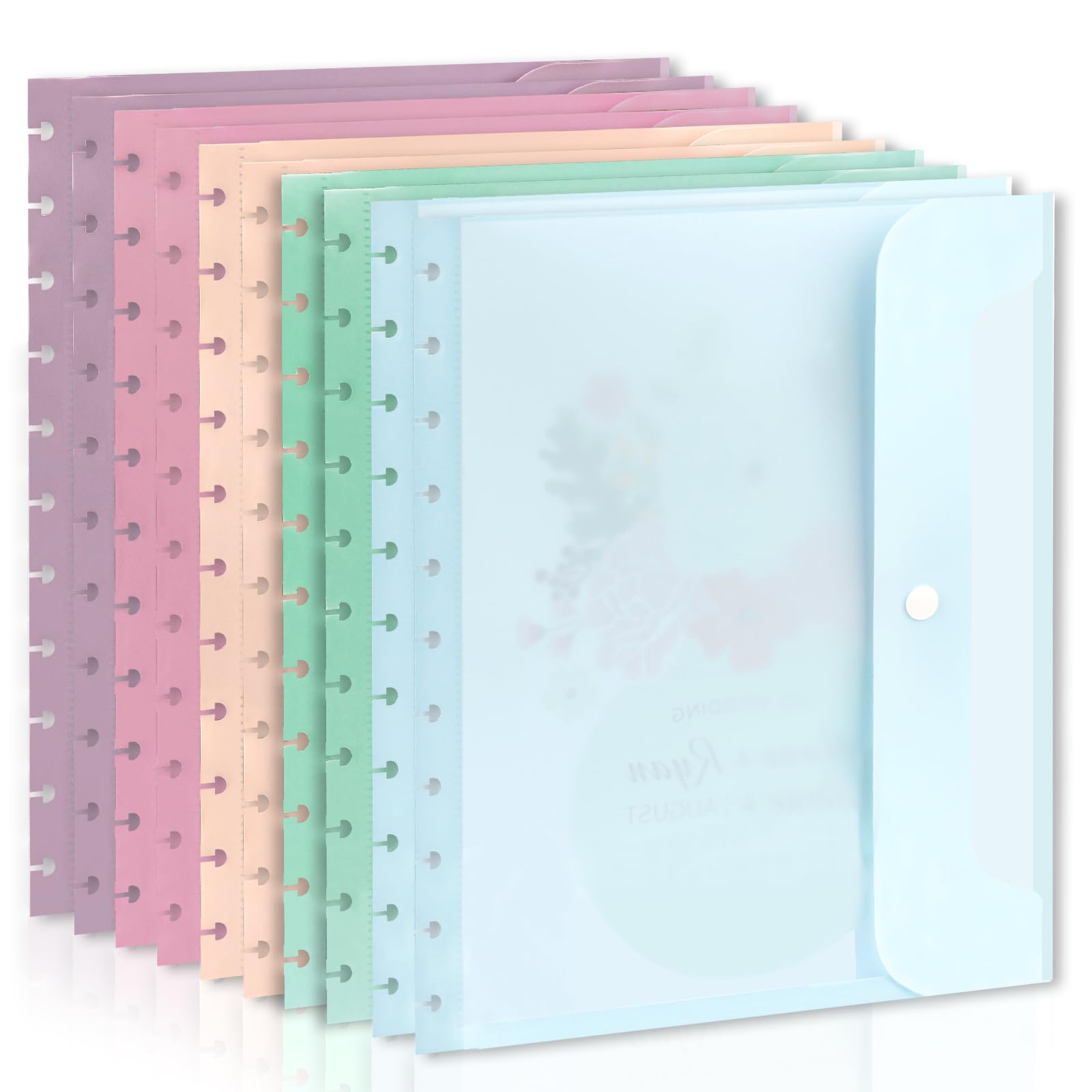 Photo 1 of 10 Pack Discbound Pocket 8.5 * 11.1 Inch Letter Size Pocket Dividers Discbound Notebook Planner Plastic Envelopes Planner Pocket Inserts for School Office Home Work Organizer