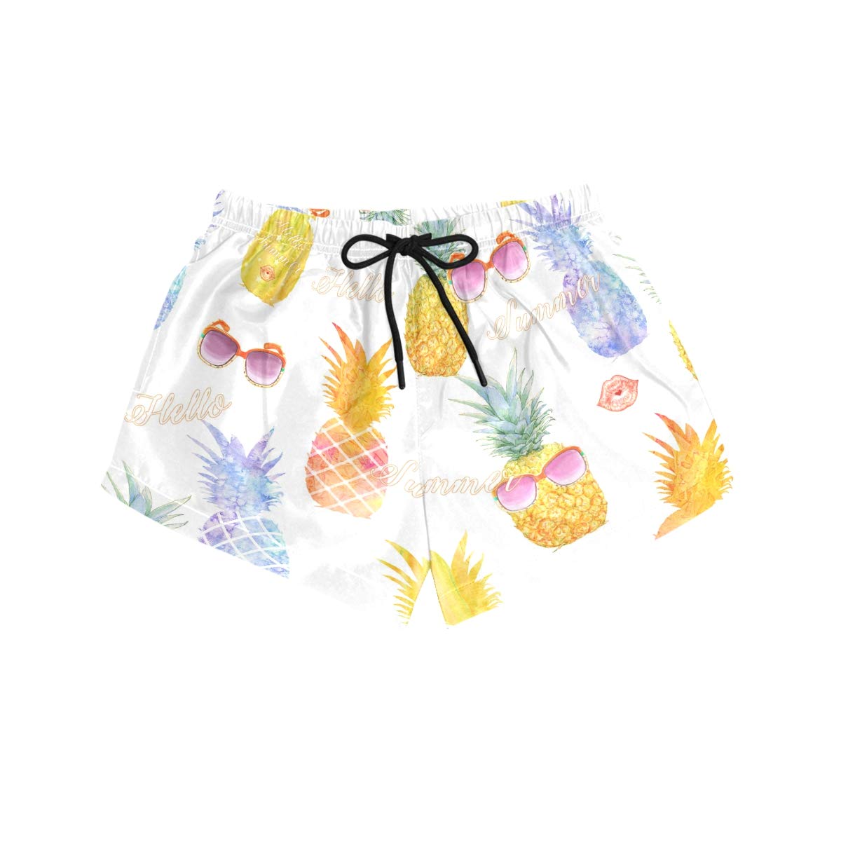 DEZIRO Womens Boardshorts Hawaiian Tropical Pineapple Fruit Pattern