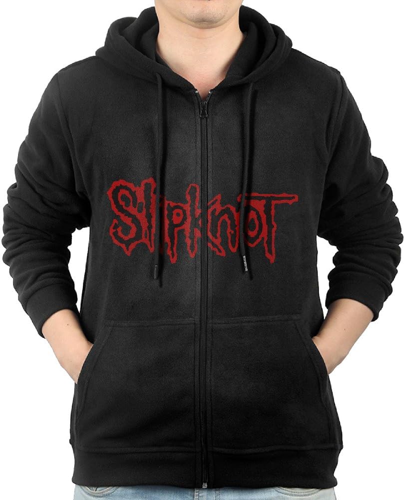 YUfunn Men's Music Slipknot Logo Hooded Sweatshirt Pocket Zipper