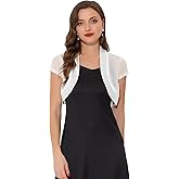 Allegra K Women's Satin Mesh Cap Sleeve Dressy Casual Bolero Shrugs for Evening Dresses