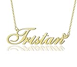 AOLO Tristan Heart Name Necklace 18k Gold Plated