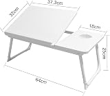 HOFLERA Laptop Desk Bed Table with Foldable Legs Cup Slot Reading Holder White view 6