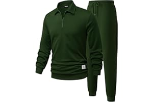 JMIERR Men's Track Suits 2 Piece Outfits Quarter Zipper Polo Shirt Tracksuit & Joggers Sweatpants Sweatsuit Sets