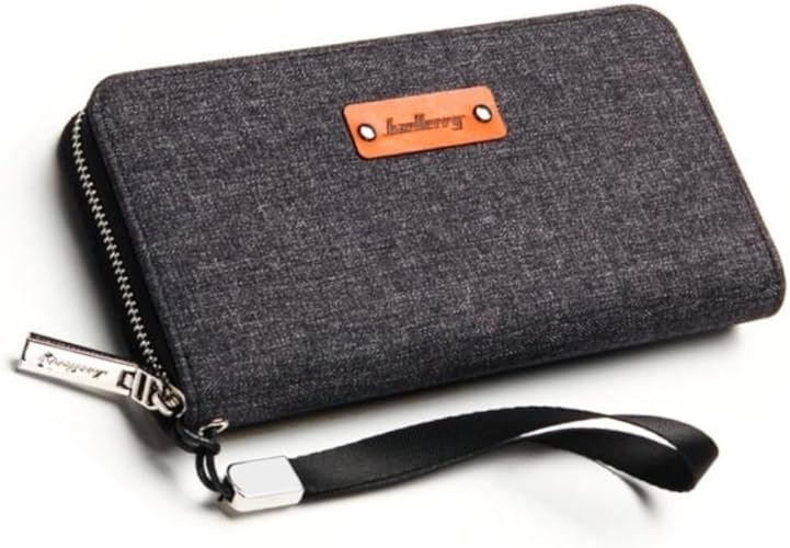 Amazon メンズ ウォレット 長財布 ラウンドファスナー 札入れ 小銭入れ カードフォルダー ストラップ付き シンプル かっこいい オリジナルエコバッグセット メンズバッグ 財布