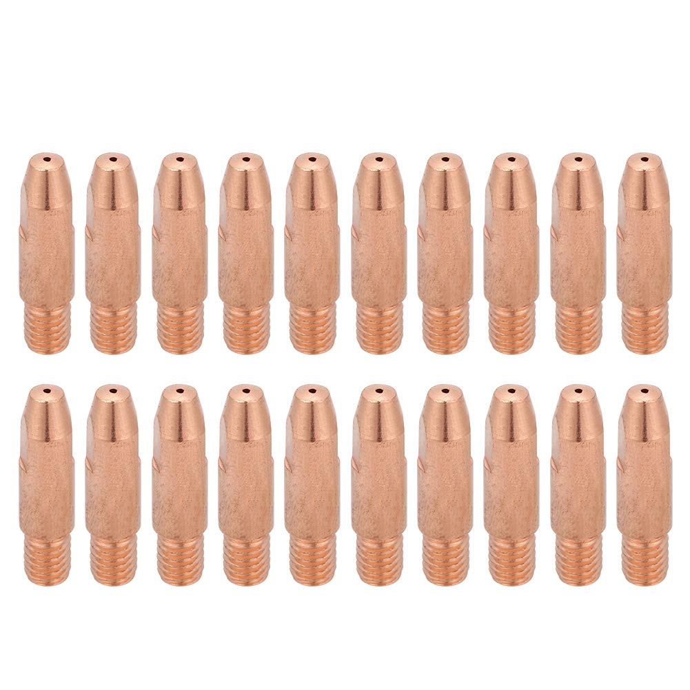 20Pcs M6 Copper Contact Tips, Welding Equipment MIG Welding Equipment for Euro Style Binzel 24KD MIG/MAG Welding Torch Gas Nozzle Tip Holder Accessaries(0.8)