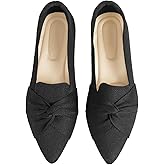JUPRAZZ Flats for Women Mesh Ballet Flats with Bow Pointed Toe, Comfortable Knit Dressy Flats for Work Office
